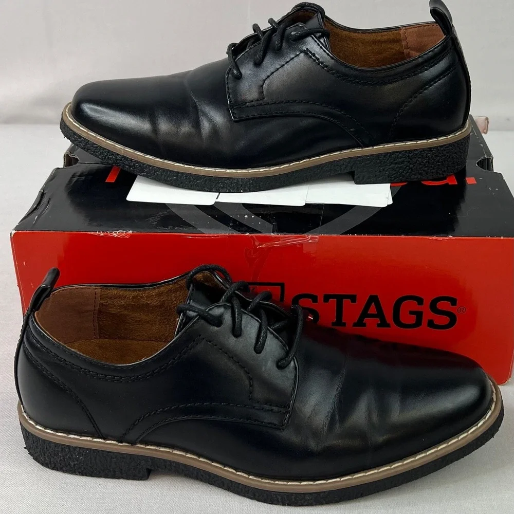 Deer Stags Zander Oxford Black Boys Youth Black Dress Shoes Size 2.5 BRAND NEW